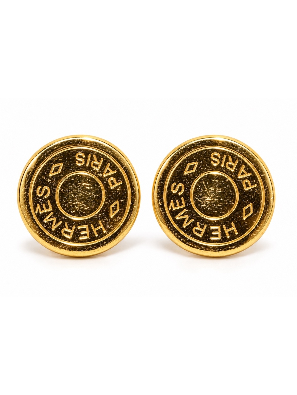 Hermès Vintage Sellier Clou de Selle Gold Clip-On Earrings